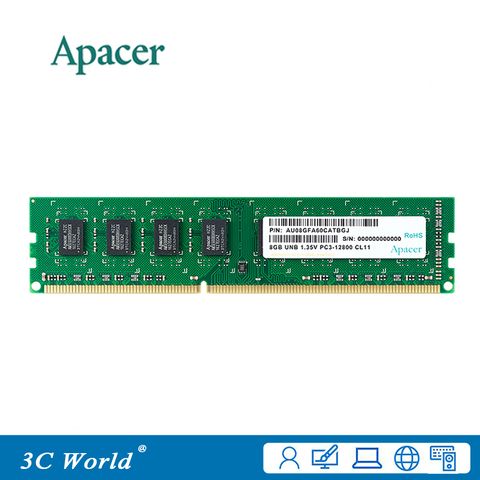 Материнская плата Apacer DDR3, ОЗУ 8 ГБ, 4 Гб, 1600 МГц, DIMM, поддержка 240pin 1,5 В ► Фото 1/1