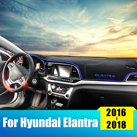 Для Hyundai Elantra 2016 2017 2022 AD крышка приборной панели автомобиля коврик Избегайте светильник солнцезащитный коврик панель приборной панели аксессуары для ковров ► Фото 1/6