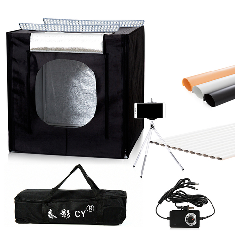 CY 60*60 см светодиодный светильник для фотостудии, Настольный светильник для фотосъемки, софтбокс + переносная сумка + диммер, адаптер перемен... ► Фото 1/6