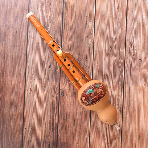 Китайский ручной работы Хулуси коричневый бамбуковый тыквенный кукурбит флейта этнический музыкальный инструмент C Ключ для начинающих лю... ► Фото 1/6