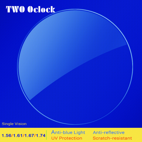 Очки с двумя линзами Oclock 1,56, 1,61, 1,67, 1,74, индекс, прозрачные линзы по рецепту, минус синий светильник, антибликовое покрытие, оптические линзы ► Фото 1/1