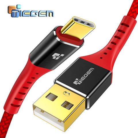 Кабель TIEGEM 3,1 USB Type C, нейлоновый кабель быстрой зарядки USB Type-C, кабель для синхронизации данных и зарядки для Oneplus 2 Zuk Z2 NEXUS 5X 6P XiaoMi ► Фото 1/6