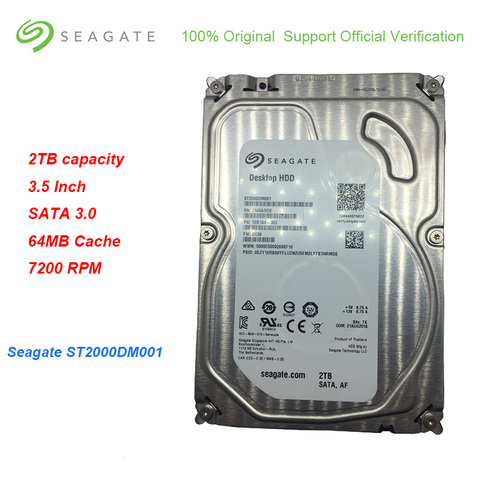 Новый внутренний жесткий диск Seagate ST2000DM001 емкостью 3,5 дюйма, SATA 2 ТБ 3,0, 64 Мб кэш-памяти, 7200 об/мин, жесткий диск для настольного ПК ► Фото 1/1