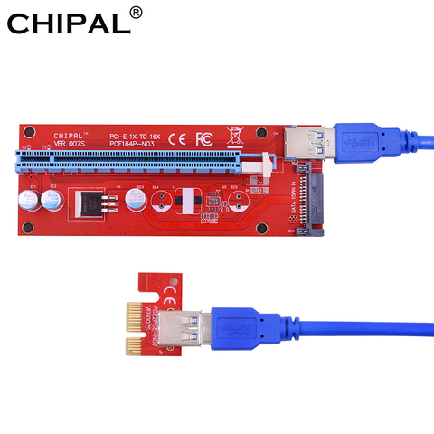 CHIPAL VER007S 60 см PCI-E 1x к 16x горные машины PCI-E Riser Card + кабель USB 3,0/15Pin SATA molex Мощность для BCD BTC шахтер ► Фото 1/1