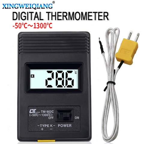 Φ (-50C до 1300C) измеритель температуры TM902C цифровой K-тип, термометр, датчик + термопара ► Фото 1/6