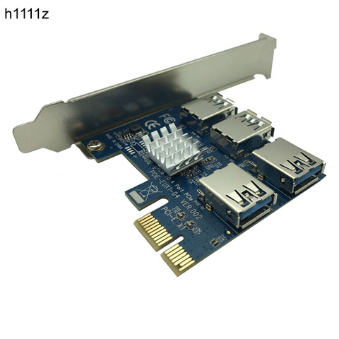 PCI-E-PCI-E адаптер 1 поворот 4 PCI-Express слот 1x до 16x USB 3,0 карта расширения для майнинга PCIe преобразователь для майнинга BTC ► Фото 1/6