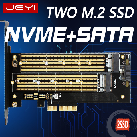 JEYI SK6 M.2 NVMe SSD NGFF к PCIE X4 адаптер M Key B Key двойная интерфейсная карта Suppor PCI Express 3,0x4 2230-22110 все размеры m.2 ► Фото 1/6