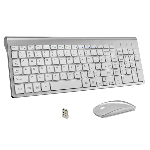 Ультратонкая беспроводная клавиатура и мышь в деловом стиле, беспроводная клавиатура с 102 клавишами и низким уровнем шума, мышь для Mac Pc Win XP/7... ► Фото 1/6