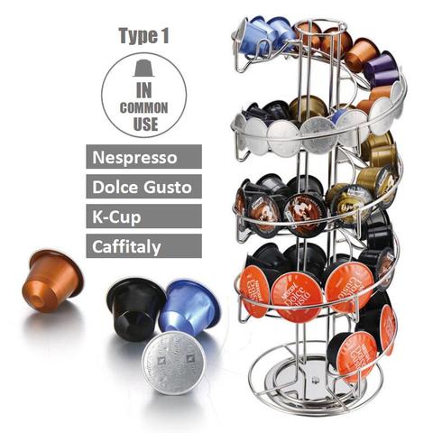 Combinacapsule с фильтром для кофемашины Nespresso K-cup Кофе Capsule подставка держатель поворотный Кофе Pod башня стойка вращающийся Кофе стручки полки для хранения ► Фото 1/1