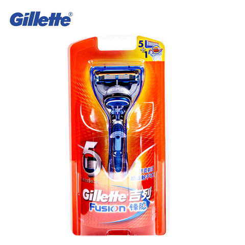 Безопасная бритва , оригинальная бритва для бороды Gillette Fusion, бритва для мужчин, прямой бритвенный станок, лезвия для бритья, 1 бритвенная ручка, 1 лезвие ► Фото 1/6