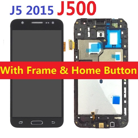ЖК-дисплей с дигитайзером сенсорного экрана для Samsung Galaxy J5 2015 J500F J500F/DS J500H/DS J500FN J500M, с рамкой, кнопка «домой» ► Фото 1/4