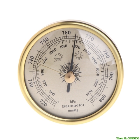 Настенный барометр, 72 мм, 1070hPa, золотой цвет, круглый циферблат, метеостанция ► Фото 1/6