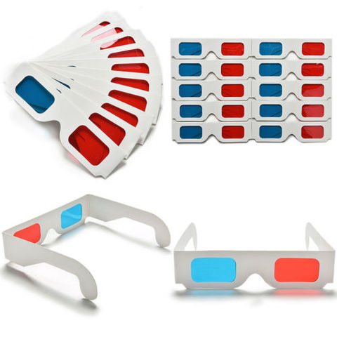 Популярные универсальные картонные очки Anaglyph 10 шт./лот, красные и синие голубые 3D-очки для кино, оптовая продажа ► Фото 1/6