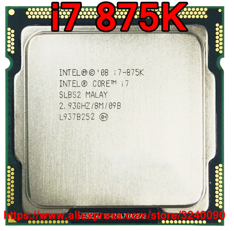 Оригинальный четырехъядерный процессор Intel Core i7, 875K, 2,93 ГГц, LGA1156, 8 Мб кэш-памяти, 95 Вт, процессор для настольного ПК, Бесплатная доставка, быстрая доставка ► Фото 1/1