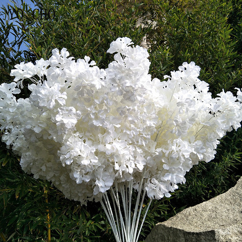 Шелковая Гортензия, белая ветка, 95 см, Дрифтинг, снег, фотоцветы, вишневые цветы, Свадебный декор свода стопы, искусственный цветок ► Фото 1/6