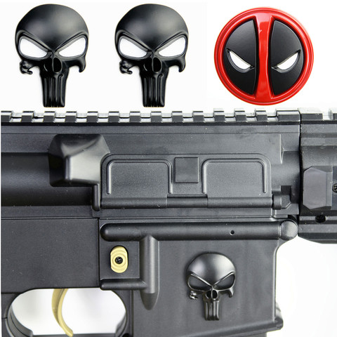 Металлическая 3d-наклейка с изображением Карателя, черепа, Дэдпула, Magwell, значок, наклейка для AR15, AK47, M4, M16, для страйкбольной винтовки, пистоле... ► Фото 1/6