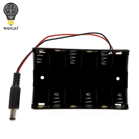 WAVGAT Размер 6 корпус-держатель для батарей аа коробка для 6 шт Размер АА батарея чехол держатель для хранения с DC2.1 разъем питания для Arduino ► Фото 1/6