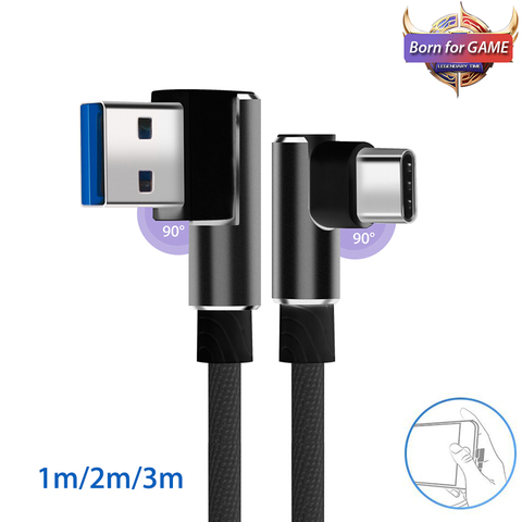 Зарядный кабель USB Type-C, для Samsung Galaxy A50/A80/S10/S9/A3/A5/A7 2017, 90 градусов, 1/2/3 метра, зарядный кабель для телефона ► Фото 1/6
