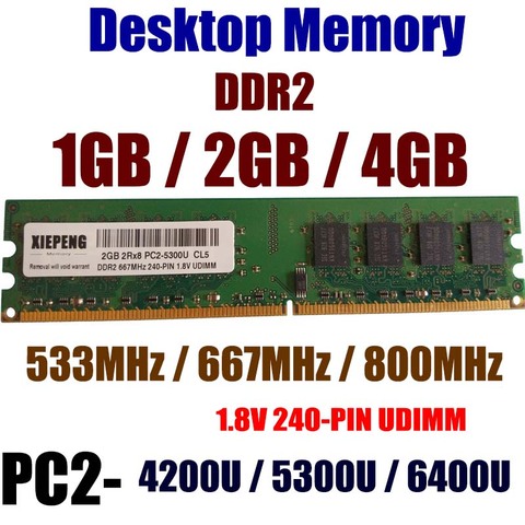 2GB DDR2 800MHz RAM 4GB 2Rx8 PC2-6400U 240p UDIMM 1GB DDR2-667MHz 2G PC2 5300 NON ECC PC2 4200 533 память для настольных компьютеров ► Фото 1/3