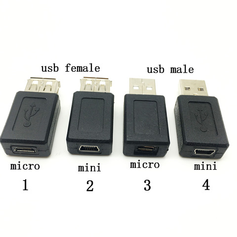 2 шт. USB 2,0 Тип A гнездо в Mini 5Pin B гнездовой конвертер Micro USB в USB гнездовой разъем зарядное устройство для передачи данных и зарядки ► Фото 1/6