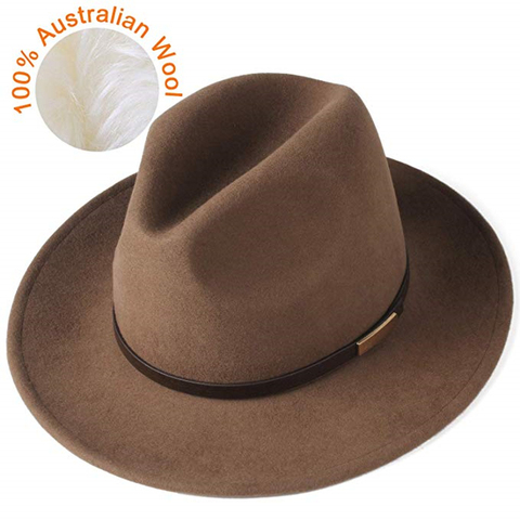 Шляпа FURTALK с широкими полями для женщин и мужчин, винтажная фетровая шляпа из 100% австралийской шерсти, джазовая фетровая шляпа, зимняя женск... ► Фото 1/6