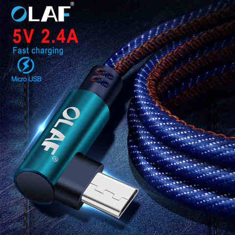 Кабель Micro USB OLAF 2 м, кабель для быстрой зарядки с углом 90 градусов для Huawei, Xiaomi, USB-шнур, кабель Micro Data для телефона Android ► Фото 1/6