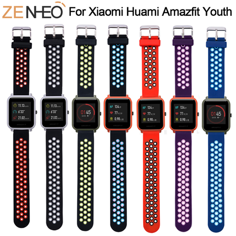 Спортивный силиконовый ремешок для часов Amazfit Bip, ремешок для Xiaomi Huami Amazfit, браслет для Huami Amazfit Bip Bit, ремешок для запястья 20 мм ► Фото 1/6