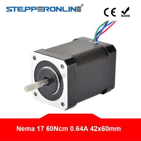Шаговый электродвигатель Nema 17 с высоким крутящим моментом, 60 см (85 унций), 42 электродвигателя, 60 мм, 4 вывода, а, для экструдера 3D-принтера с ЧПУ ► Фото 1/5