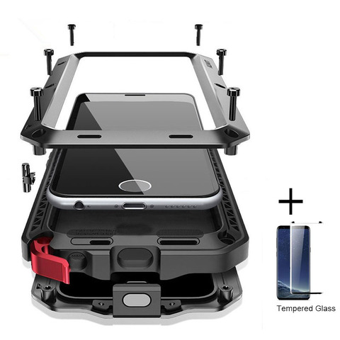 Стеклянная пленка + полная защита, роскошный защитный чехол doom, металлический чехол, противоударный чехол для Samsung S8 S8Plus S9 S9Plus S10 S10 PLUS EDGE ► Фото 1/1