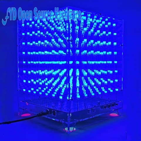 3D светодиодный светильник 8x8x8, набор «сделай сам», Белый светодиодный синий луч, 3 мм светодиодный кубический электронный набор, источник пи... ► Фото 1/6