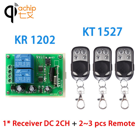 QIACHIP 433 мГц DC 12 В 2CH Беспроводной удаленного Управление реле приемника ворота гаража двигателя Управление Лер 4CH RF 433 мГц передатчик ► Фото 1/1