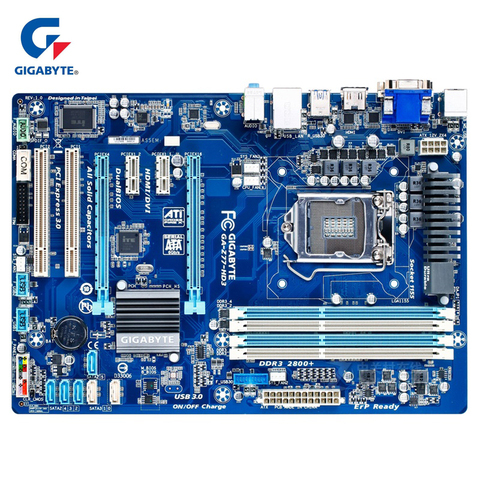 Материнская плата Gigabyte, 100% оригинальная материнская плата LGA 1155 DDR3 USB3.0 32G Z77/Z77/HD3, настольная материнская плата, 22 нм процессор, б/у ► Фото 1/1