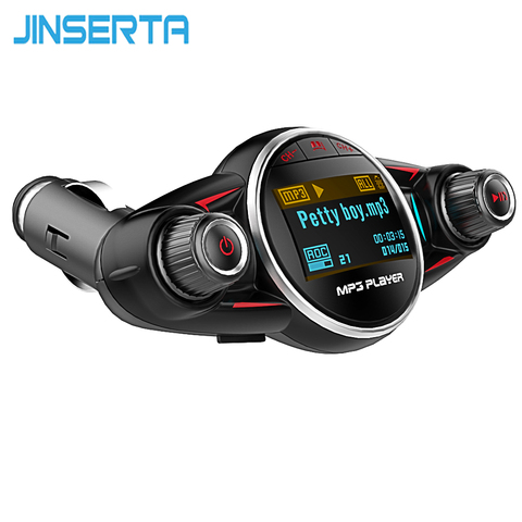 Беспроводной автомобильный Bluetooth MP3-плеер JINSERTA, FM-передатчик, AUX аудио приемник, TF USB флеш-музыкальные проигрыватели с двойным USB-зарядным уст... ► Фото 1/6