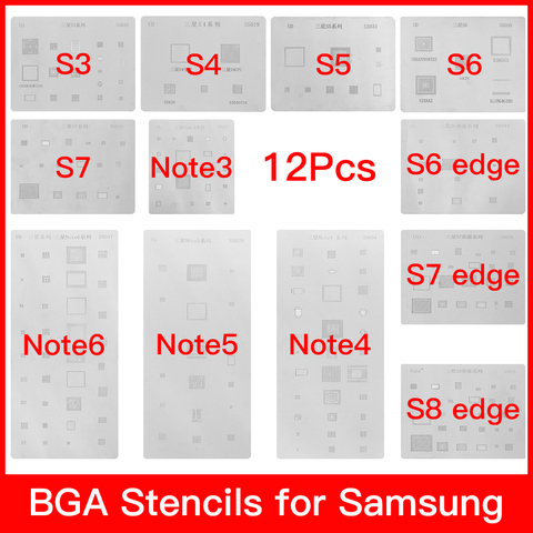 12 шт./лот микросхема BGA трафарет наборы набор для пайки шаблон samsung Galaxy S3 S4 S5 S6 S7 S8 NOTE3/4/5/6 высокого качества ► Фото 1/6