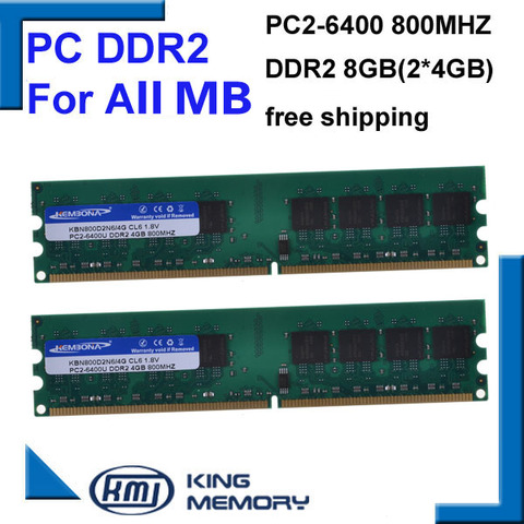 Комплект KEMBONA для настольных ПК DDR2, 4 Гб (2 * DDR2 4 ГБ), 800 МГц, работает с intel и для материнской платы PC6400, LONGDIMM, 8 бит ► Фото 1/2