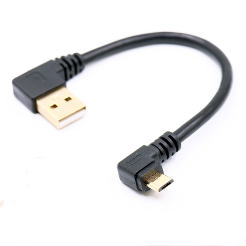 Позолоченный короткий кабель USB 2,0 на Micro USB B, 15 см, 90 градусов, кабель с золотым покрытием под прямым углом, удлинитель для синхронизации данн... ► Фото 1/3