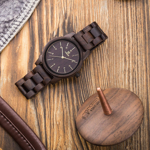 часы UWOOD деревянные кварцевые часы минималистичный Ретро необработанный деревянный браслет мужской подарок для мужчин Reloj Hombre ► Фото 1/5