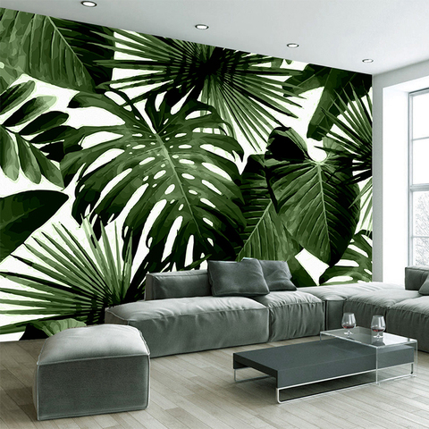 Custom Photo Wallpaper Retro Tropical Rain Forest Palm Banana Leaves 3D Wall Mural Cafe Restaurant Theme Hotel Backdrop Frescoes ► Фото 1/6