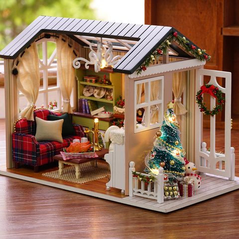 CUTEBEE Кукольный миниатюрный дом «сделай сам» с деревянной мебелью игрушки для детей праздник Z009 ► Фото 1/6