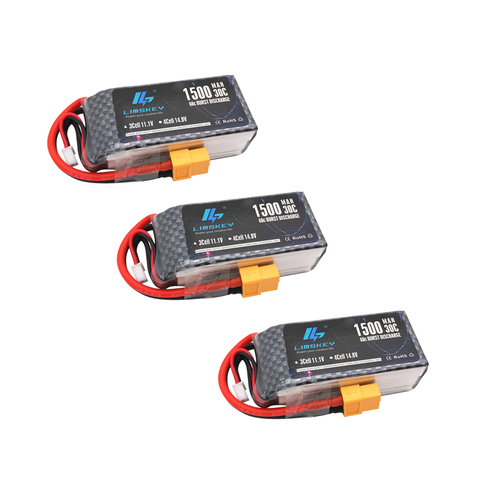 3 шт., батарея Limskey 3S LiPo 11,1 В 1500 мАч 3S 30C MAX 60C XT60, штепсельная Вилка для радиоуправляемого автомобиля, самолета, деталь для WLtoys V950 ► Фото 1/5