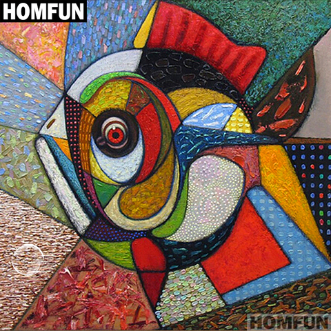 Алмазная живопись HOMFUN A01649, полноразмерная/круглая 5D Вышивка крестиком «разноцветная рыба», домашний декор, «сделай сам» ► Фото 1/6