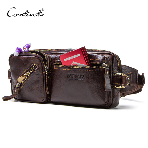 CONTACT'S Мужская сумка с ремнем высокого качества из натуральной кожи может быть использована как дорожная сумка маленького размера 2022 ► Фото 1/6