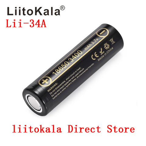 HK LiitoKala Lii-34A 3,7 V 18650 3400mah аккумулятор, перезаряжаемая батарея для фонарика/фонарей/лампы ► Фото 1/6