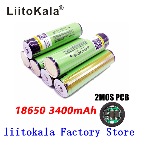 2017 liitokala для Panasonic 18650 3400 мАч батареи защищены литий-ионный Перезаряжаемые батареи NCR18650B с PCB ► Фото 1/6