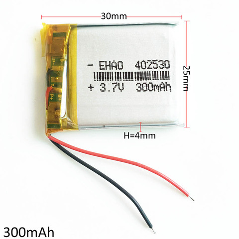 Литий-полимерная литий-полимерная аккумуляторная батарея 3,7 300 В 402530 мАч для Mp3 MP4 GPS Стерео Bluetooth маленькая ручка для чтения ► Фото 1/6