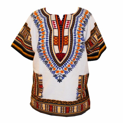 (Быстрая доставка) Новый модный дизайн Африканский Традиционный принт 100% хлопок Дашики футболки унисекс (сделано в Таиланде) ► Фото 1/6