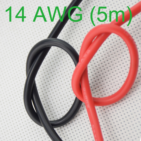 Силиконовый провод 14AWG, гибкие многожильные медные кабели 5 м для RC, черный, красный ► Фото 1/3