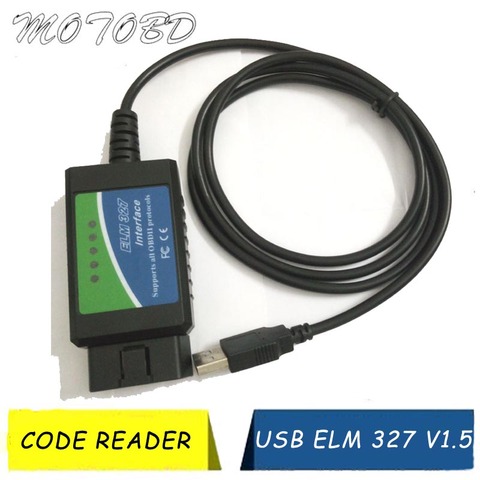 Автомобильный диагностический USB-кабель ELM327 V1.5 с поддержкой всех протоколов OBD2 для Windows ELM 2022, USB-сканер OBD, новинка 327 ► Фото 1/6