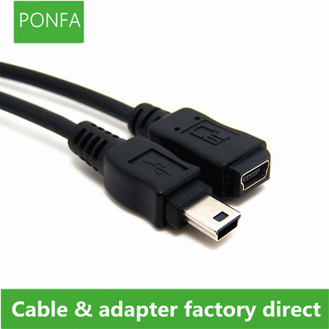 Удлинительный кабель Mini USB B Type-5pin, штекер-штекер, гнездо Mini USB, штекер-гнездо, 1,5 м/0,5 м ► Фото 1/1