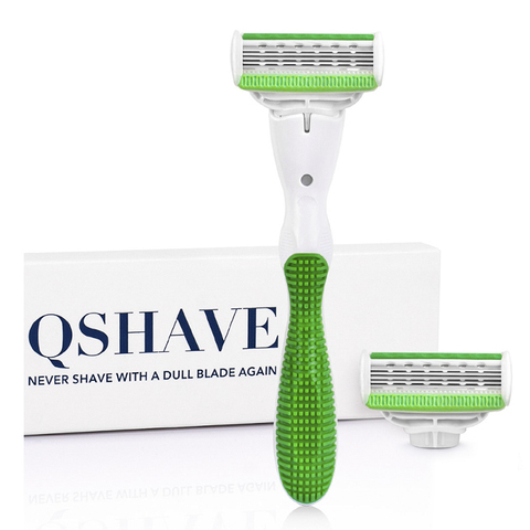 Бритва Qshave Green Series для женщин, бритва для дня рождения, для девушек, эпилятор для удаления волос с 2 лезвиями X5, США ► Фото 1/6